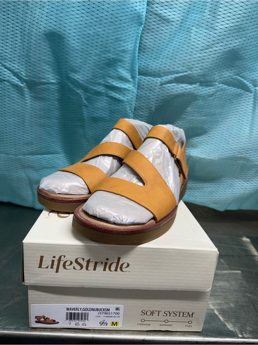 Life Stride Gold Nubuck Double-Strap Comfort Sandal